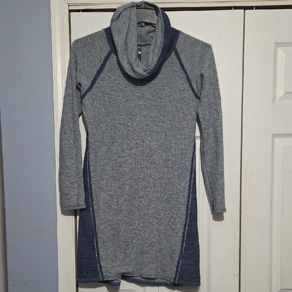 Kuhl Nova Women's Gray and Blue Cowl Neck Sweater Dress
